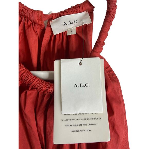 A.L.C Whitney Dress Halterneck Elastic Cutout Waist Tiered Moroccan Spice Size 4 - Picture 8 of 16